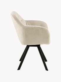 Otočná sametová židle s područkami Lucie, Světle béžová, Š 58 cm, H 62 cm