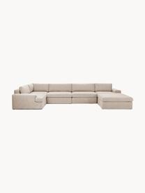 Sofa modułowa Russell, Tapicerka: 100% bawełna Dzięki tkani, Stelaż: lite drewno sosnowe, skle, Nogi: tworzywo sztuczne Ten pro, Beżowa tkanina, S 412 x W 77 cm