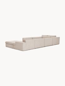 Sofa modułowa Russell, Tapicerka: 100% bawełna Dzięki tkani, Stelaż: lite drewno sosnowe, skle, Nogi: tworzywo sztuczne Ten pro, Beżowa tkanina, S 412 x W 77 cm