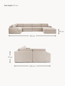 Modulaire woonlandschap Russell met afneembaar hoezen, Bekleding: 100% katoen Met 50.000 sc, Frame: massief grenenhout FSC-ge, Poten: kunststof Dit product is , Geweven stof beige, B 412 x D 206 cm