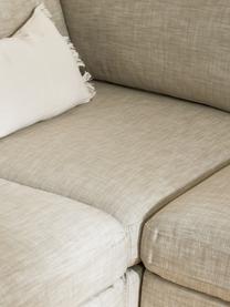Sofa modułowa Russell, Tapicerka: 100% bawełna Dzięki tkani, Stelaż: lite drewno sosnowe, skle, Nogi: tworzywo sztuczne Ten pro, Beżowa tkanina, S 412 x W 77 cm