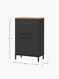 Bad-Midischrank Elisa, B 60 cm, Oberfläche: Spanplatte mit Melaminhar, Korpus: Spanplatte, melaminbeschi, Anthrazit, Helles Holz, B 60 x H 97 cm