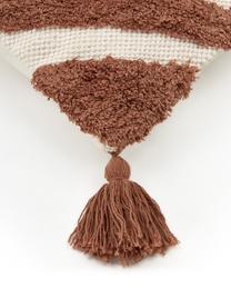 Funda de cojín texturizada Karina, 100% algodón, Blanco crema y marrón, An 45 x L 45 cm