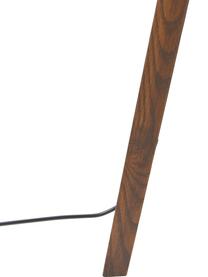Skandi-Tripod Stehlampe Jake aus Massivholz, Lampenschirm: Baumwolle, Schwarz, Braun, H 150 cm
