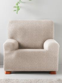 Funda de sillón Roc, 55% poliéster, 35% algodón, 10% elastómero, Crema, An 130 x Al 120 cm