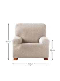 Funda de sillón Roc, 55% poliéster, 35% algodón, 10% elastómero, Crema, An 130 x Al 120 cm