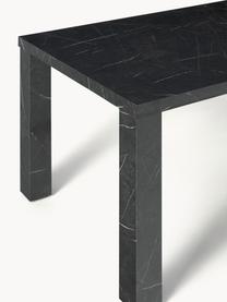 Eettafel Carl in marmerlook, 180 x 90 cm, MDF, melamine, gecoat met gelakt papier in marmerlook, Marmerlook, zwart, B 180 x D 90 cm