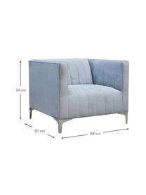 Fotel koktajlowy z aksamitu Aveiro, Tapicerka: aksamit (100% poliester), Stelaż: drewno naturalne, Nogi: metal, Aksamitny jasny niebieski, S 88 x G 85 cm