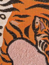 Poťah na vankúš s tigrím motívom Tigris, Bledoružová, oranžová, čierna