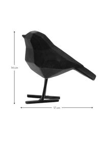 Decoratief object Bird met fluwelen oppervlak, Polyresin, Zwart, B 17 x H 14 cm