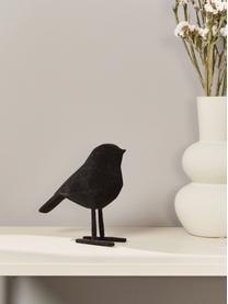 Decoratief object Bird met fluwelen oppervlak, Polyresin, Zwart, B 17 x H 14 cm