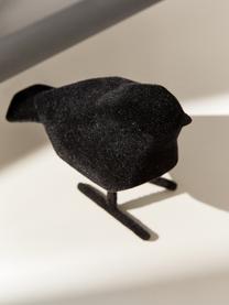 Decoratief object Bird met fluwelen oppervlak, Polyresin, Zwart, B 17 x H 14 cm
