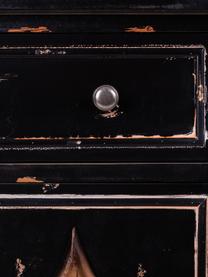 Skříňka z jedlového dřeva Rene, Černá, stříbrná, odstíny hnědé, Š 140 cm, V 80 cm