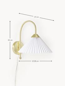 Wandlamp Viens met plissé lampenkap van linnen, Lampenkap: linnen, Wit, B 28 x L 200 cm