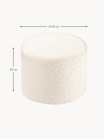 Detská taburetka z plyšu Sugar, Ø 40 cm, Plyšová lomená biela, Š 40 x V 25 cm