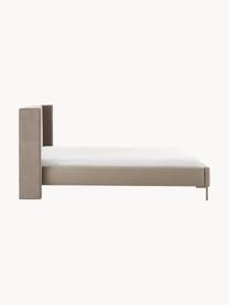 Gestoffeerd fluwelen bed Dusk, Bekleding: polyester fluweel Met 30., Frame: massief grenenhout en pla, Poten: gepoedercoat metaal Dit p, Fluweel taupe, B 180 x L 200 cm