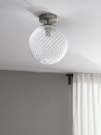 Lampada piccola da soffitto in vetro Lorna, Paralume: vetro, Baldacchino: metallo zincato, Trasparente, argentato, Ø 25 x Alt. 30 cm