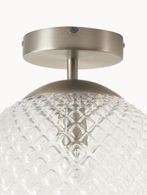Kleine Deckenleuchte Lorna aus Glas, Lampenschirm: Glas, Baldachin: Metall, galvanisiert, Transparent, Silberfarben, Ø 25 x H 30 cm