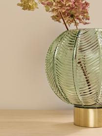 Kulatá váza se zlatou podstavou Mickey, V 21 cm, Zelená, transparentní, zlatá, Ø 20 cm, V 21 cm