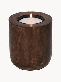Waxinelichthouder Light van hout, H 8 cm, Hout, Donkere hout, Ø 7 x H 8 cm