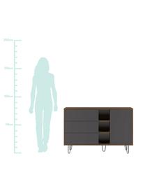 Design-Sideboard Aero mit Schubladen, Korpus: Spanplatte, melaminbeschi, Walnussholz, Grau, 120 x 80 cm