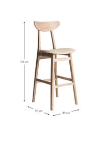 Taburete de bar Arov, Estructura: madera de olmo, Tapizado: yute, Beige, An 49 x Al 114 cm