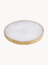 Posavasos de piedras preciosas Crystal, 4 uds., Cuarzo blanco, Cuarzo blanco, dorado, Ø 11 cm