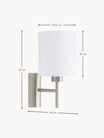Klasická nástenná lampa Mick, Biela, odtiene striebornej, H 18 x V 31 cm