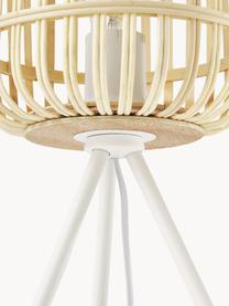 Lámpara de mesa trípode de bambú Adam, Pantalla: bambú, Cable: plástico El bambú es una , Blanco, marrón claro, Ø 21 x Al 42 cm