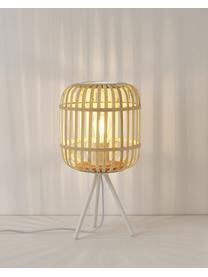 Stolní lampa z bambusu Adam, Bílá, světle hnědá, Ø 21 cm, V 42 cm