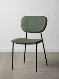 Čalouněná židle z imitace kůže Iskia, stohovatelná, Zelená, černá