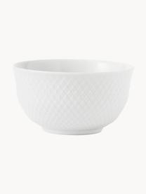 Porcelánová miska so štruktúrovaným vzorom Rhombe, 4 ks, Porcelán, Biela, Ø 11 x V 7 cm