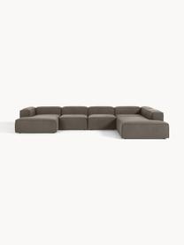 Sofa modułowa Bouclé Lennon, Tapicerka: Bouclé (100% poliester) D, Stelaż: lite drewno sosnowe, skle, Nogi: tworzywo sztuczne Ten pro, Greige Bouclé, S 418 x G 269 cm, lewostronna