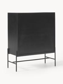 Credenza alta con intreccio viennese Vienna, Piedini: metallo verniciato a polv, Legno di mango, nero, Larg. 100 x Alt. 120 cm