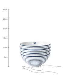 Cuencos estampados Candy Rose, 4 uds., Porcelana fina (Fine Bone China), Blanco, azul, Ø 16 x Al 8 cm, 800 ml