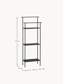 Étagère en métal Dora, Acier inoxydable, revêtement par poudre, Noir, haute brillance, larg. 30 x haut. 79 cm