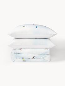 Housse de couette design en percale de coton Ski de Kera Till, Bleu ciel, larg. 200 x long. 200 cm