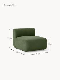 Module central en tissu bouclé Sofia, Bouclé vert foncé, larg. 87 x prof. 103 cm