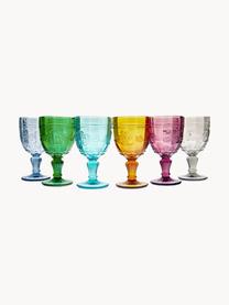 Copas de vino con relieves Syrah, 6 uds., Vidrio, Multicolor transparente, Ø 9 x Al 15 cm