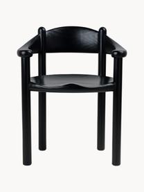 Židle s područkami z borovicového dřeva Daumiller, Potažené borovicové dřevo, Borovicové dřevo, černě lakované, Š 61 cm, V 49 cm