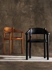 Židle s područkami z borovicového dřeva Daumiller, Potažené borovicové dřevo, Borovicové dřevo, černě lakované, Š 61 cm, V 49 cm