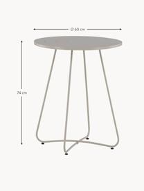 Mesa de jardín de metal Bacong, Acero reciclado, recubierto, Beige claro, Ø 60 x Al 74 cm