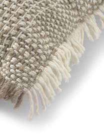 Federa arredo con superfice strutturata e frange Ami, 100% cotone, Beige, Larg. 45 x Lung. 45 cm