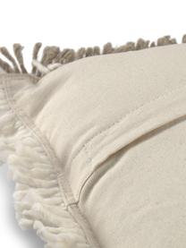 Kussenhoes Ami met structuur-oppervlak en franjes, 100% katoen, Beige, B 45 x L 45 cm