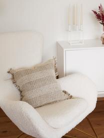 Federa arredo con superfice strutturata e frange Ami, 100% cotone, Beige, Larg. 45 x Lung. 45 cm