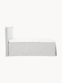 Premium boxspringbed Violet, Matras: 5-zones pocketvering, Poten: massief gelakt berkenhout, Geweven stof lichtgrijs, B 140 x L 200 cm, hardheidsgraad H2