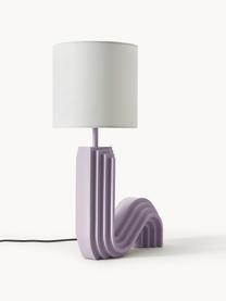 Lampada da tavolo di design Luomo, Paralume: tessuto di lino, Bianco latte, lavanda, Larg. 43 x Alt. 61 cm