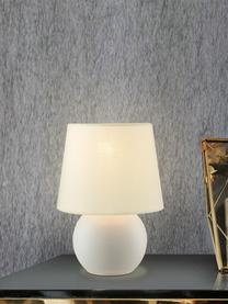 Kleine Keramik-Nachttischlampe Isla in Beige, Lampenschirm: Baumwolle, Beige, Ø 16 x H 22 cm