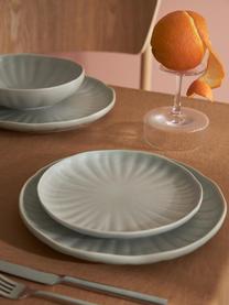 Set 12 piatti opachi con rilievo Sali, 4 persone, Porcellana, Grigio chiaro, 4 persone (12 pz)