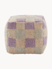 Pouf a quadretti Minden, Rivestimento: 100% cotone, Lavanda, verde menta, beige chiaro, Larg. 40 x Alt. 40 cm